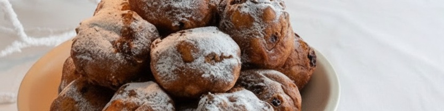 Een schaal met oliebollen